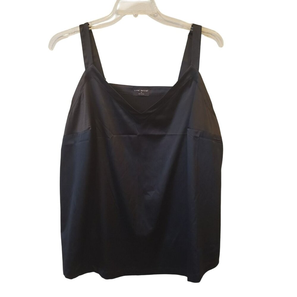 Lane Bryant Black Satin Camisole Cami Tank Top Adjustable Straps Sexy 18